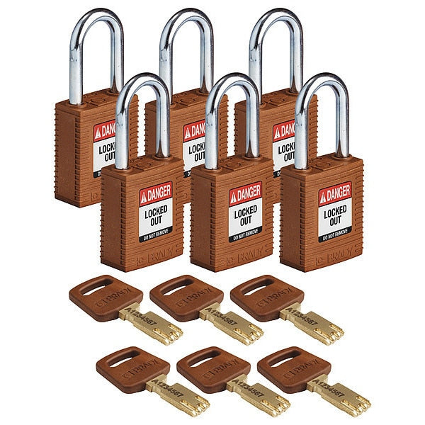 Lockout Padlock, Nylon, Brn, 1-13/16