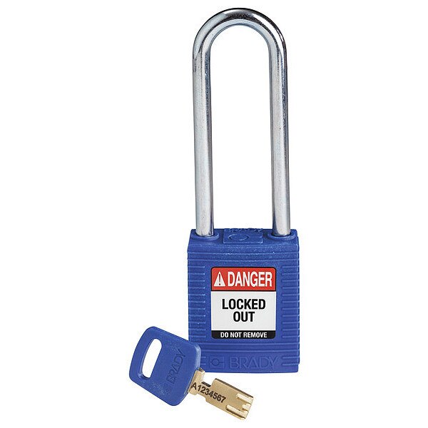 Lockout Padlock, Nylon, Bl, Key Different