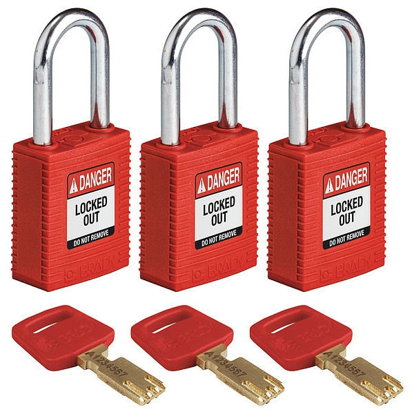 Lockout Padlock, Nylon, Red, 1-13/16