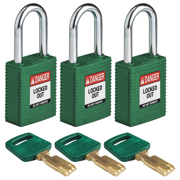 Lockout Padlock, Nylon, Grn, 1/2