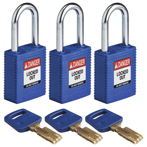 Lockout Padlock, Nylon, Bl, 1/2