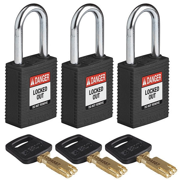 Lockout Padlock, Nylon, Blk, 1/2