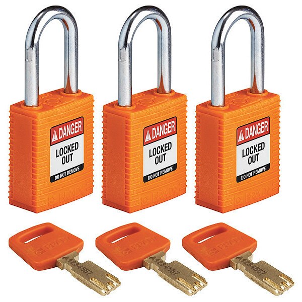 Lockout Padlock, Nylon, Org, 1/2