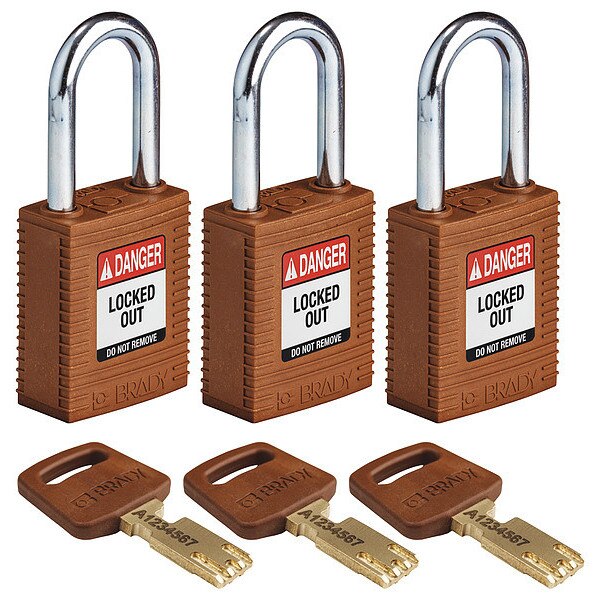 Lockout Padlock, Nylon, Brn, 1/2