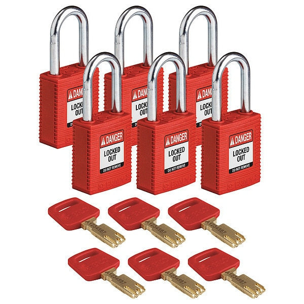 Lockout Padlock, Nylon, Red, 1-13/16