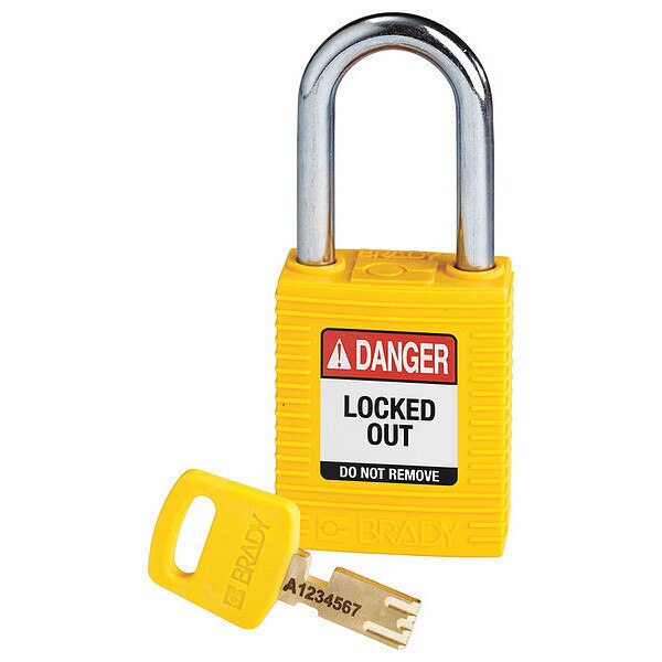 Lockout Padlock, Yellow, 1-13/16