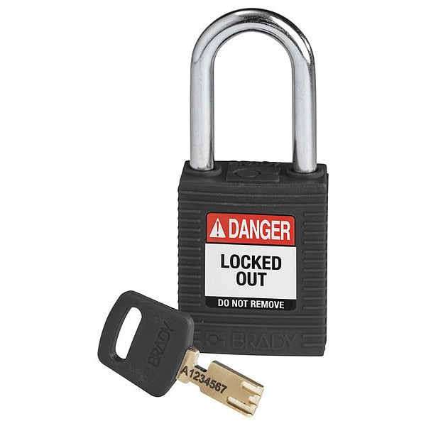 Lockout Padlock, Black, 1-13/16