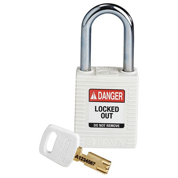 Lockout Padlock, White, 1-13/16