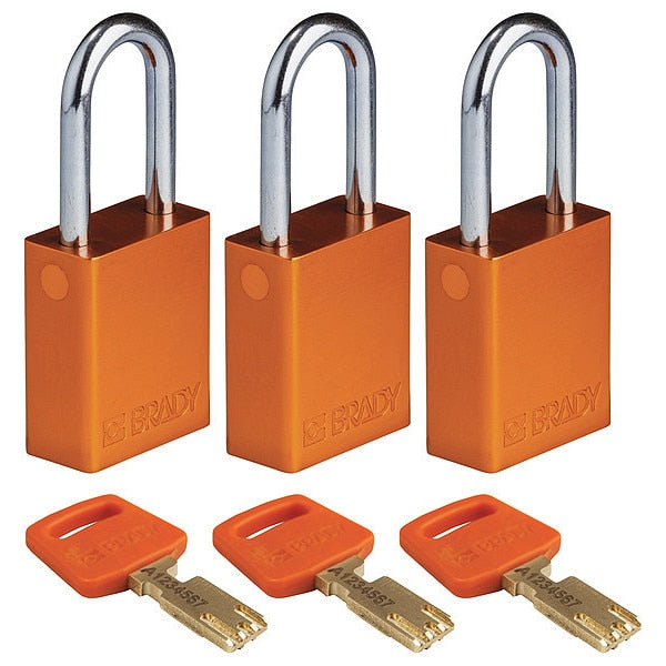 Lockout Padlock, Al, Open Shackel, Org, PK3