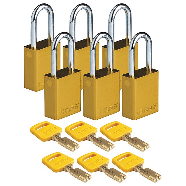 Lockout Padlock, Al, Yellow, Key Alike, PK6