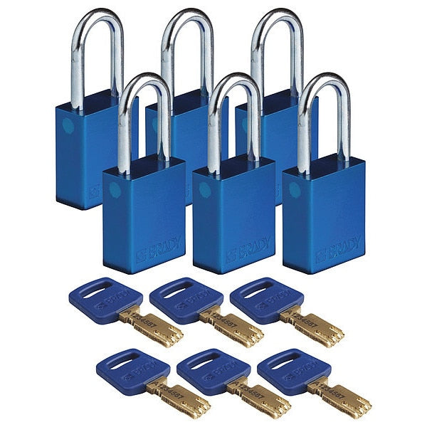 Lockout Padlock, Alum., Bl, Different, PK6