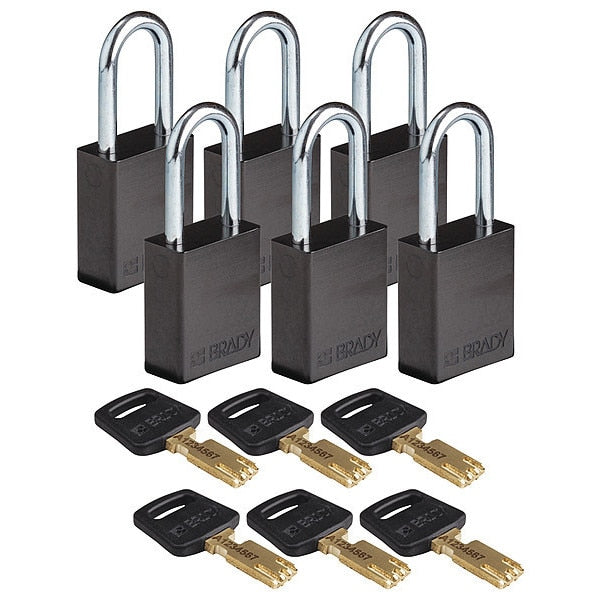 Lockout Padlock, Al, Black, Key Alike, PK6