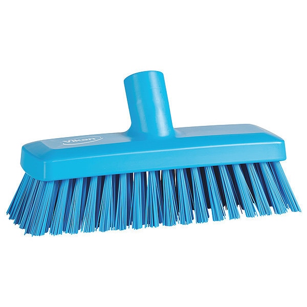 3 in W Deck and Wall Brush Head, Stiff, Not Applicable L Handle, 8 57/64 in L Brush, Blue