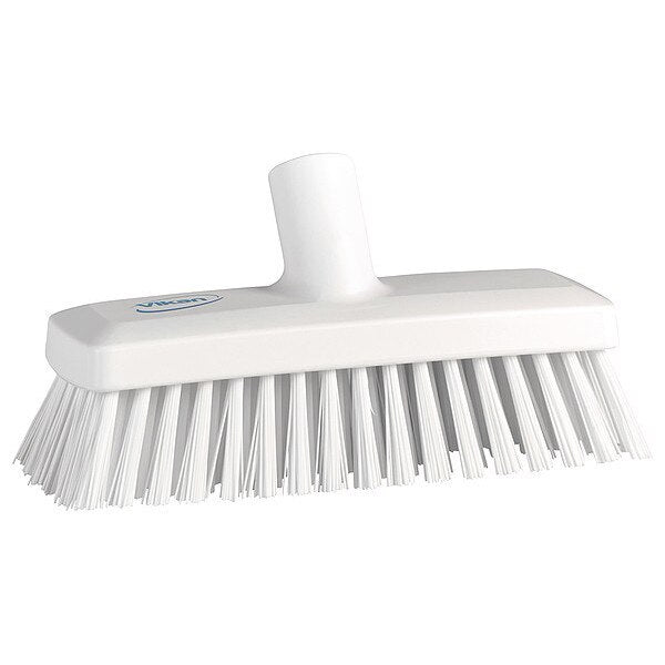 3 in W Deck and Wall Brush Head, Stiff, Not Applicable L Handle, 8 57/64 in L Brush, White