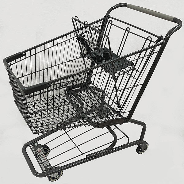 Wire Shopping Cart, Dark Gray, 300 lb Cap.