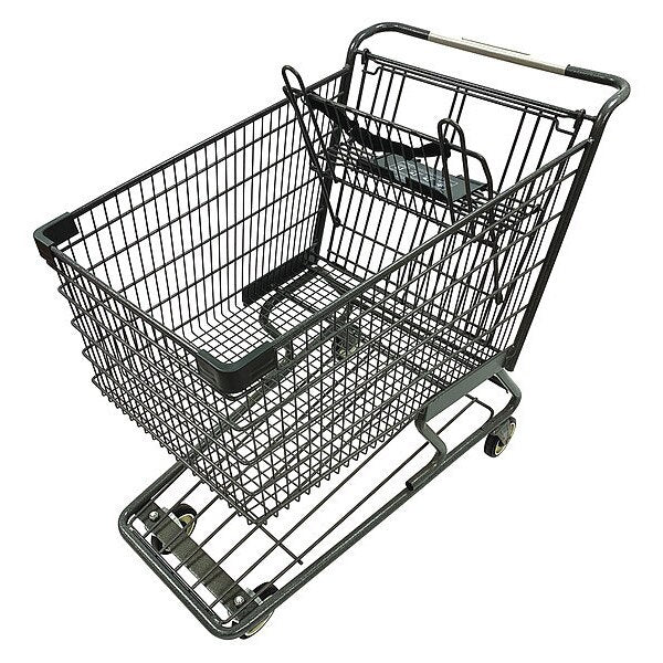Wire Shopping Cart, Dark Gray, 500 lb Cap.