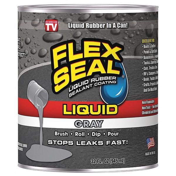 Leak Sealer, 32 oz, Rubber Base, Gray
