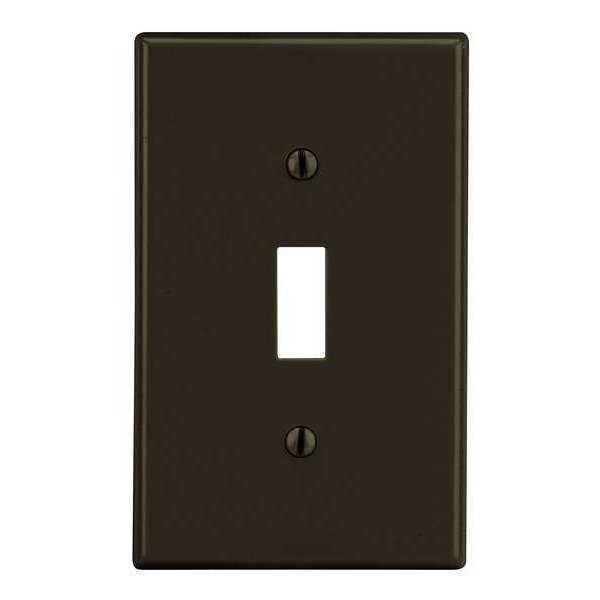 Toggle Switch Wall Plate, Number of Gangs: 1 Plastic, Smooth Finish, Brown