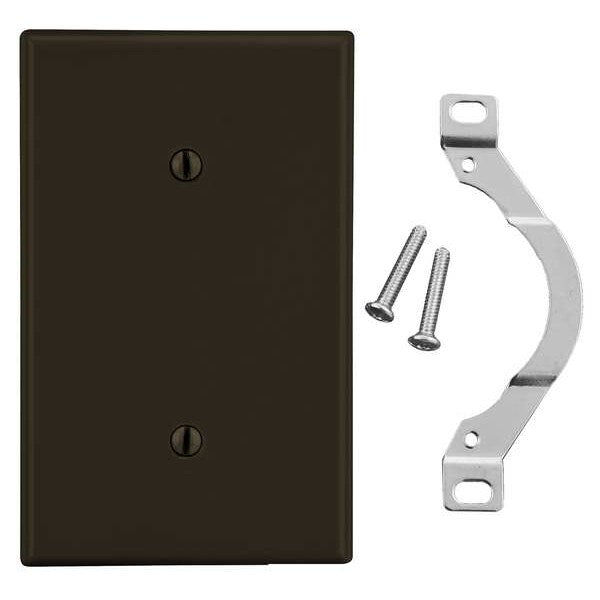 Blank Strap Mount Wall Plate, Number of Gangs: 1 Plastic, Smooth Finish, Brown