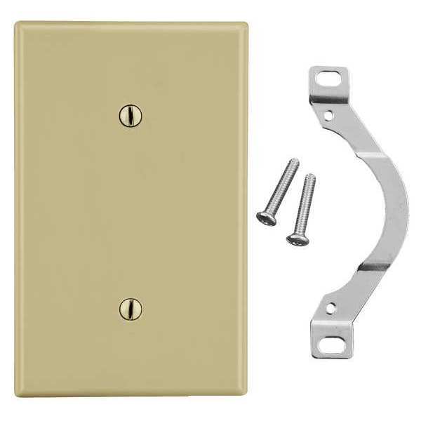 Blank Strap Mount Wall Plate, Number of Gangs: 1 Plastic, Smooth Finish, Ivory