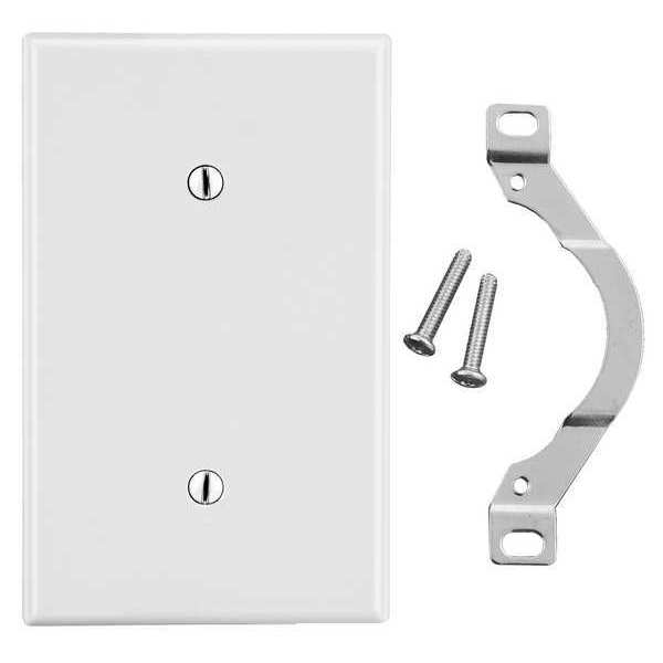 Blank Strap Mount Wall Plate, Number of Gangs: 1 Plastic, Smooth Finish, White