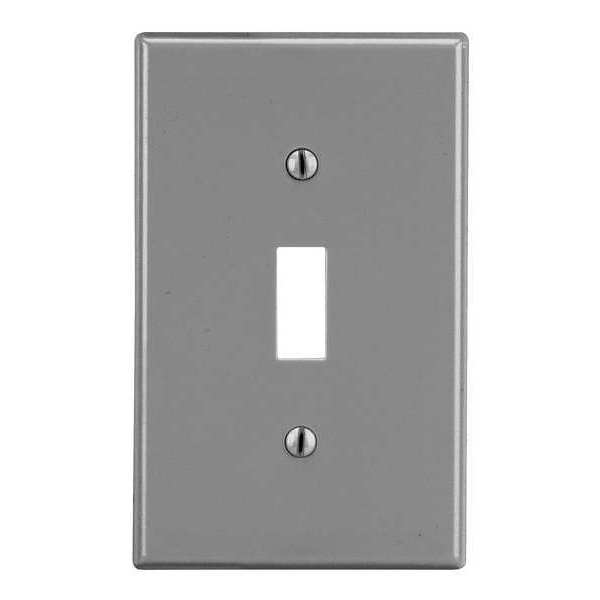 Toggle Switch Wall Plate, Number of Gangs: 1 Plastic, Smooth Finish, Gray
