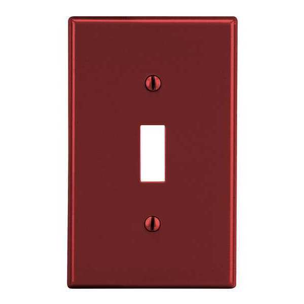 Toggle Switch Wall Plate, Number of Gangs: 1 Plastic, Smooth Finish, Red