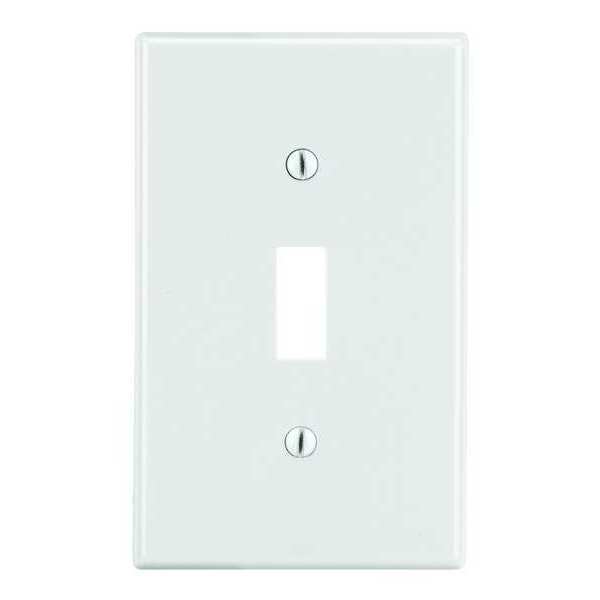 Toggle Switch Wall Plate, Number of Gangs: 1 Plastic, Smooth Finish, White