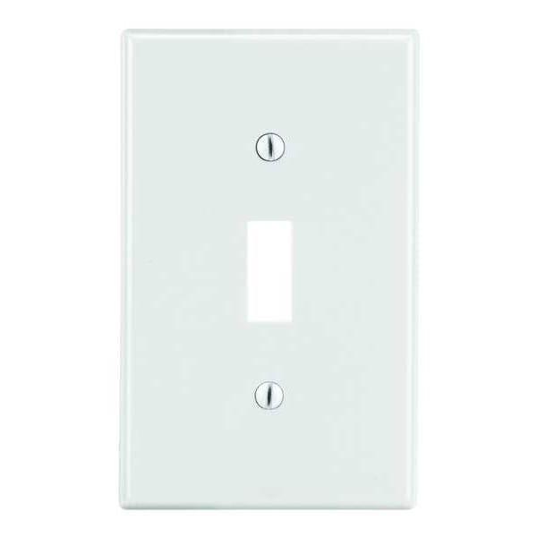 Toggle Switch Wall Plate, Number of Gangs: 1 Plastic, Smooth Finish, White
