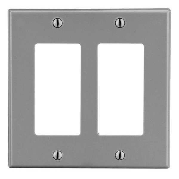 Rocker Wall Plate, Number of Gangs: 2 Plastic, Smooth Finish, Gray