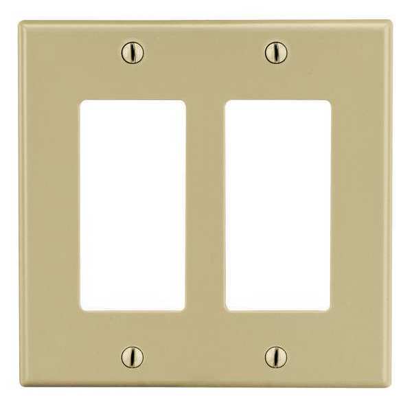 Rocker Wall Plate, Number of Gangs: 2 Plastic, Smooth Finish, Ivory