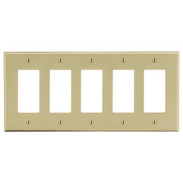 Rocker Wall Plate, Number of Gangs: 5 Plastic, Smooth Finish, Ivory