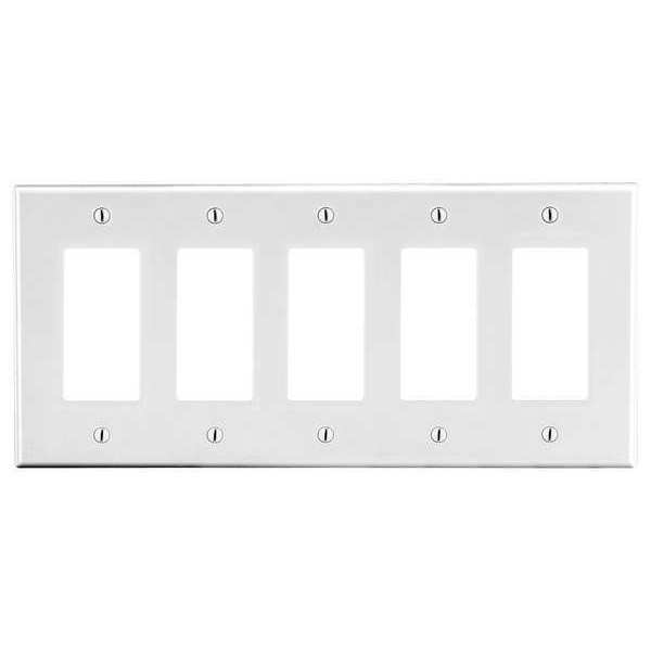 Rocker Wall Plate, Number of Gangs: 5 Plastic, Smooth Finish, White