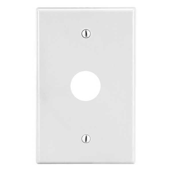 Single Receptacle Wall Plate, Number of Gangs: 1 Plastic, Smooth Finish, White