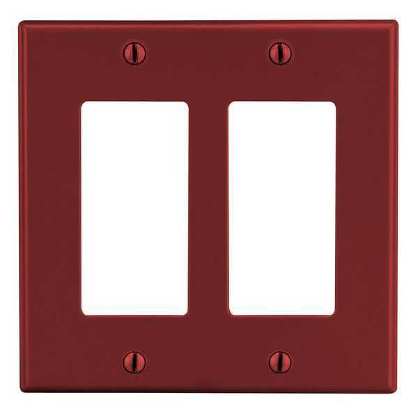 Rocker Wall Plate, Number of Gangs: 2 Plastic, Smooth Finish, Red