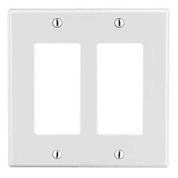 Rocker Wall Plate, Number of Gangs: 2 Plastic, Smooth Finish, White