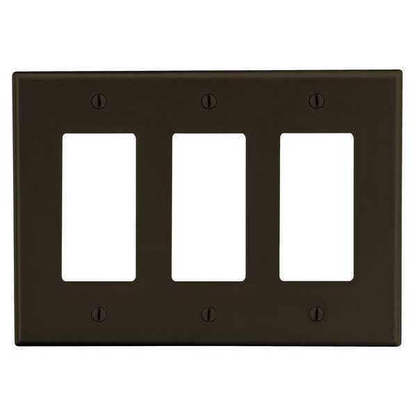 Rocker Wall Plate, Number of Gangs: 3 Plastic, Smooth Finish, Brown