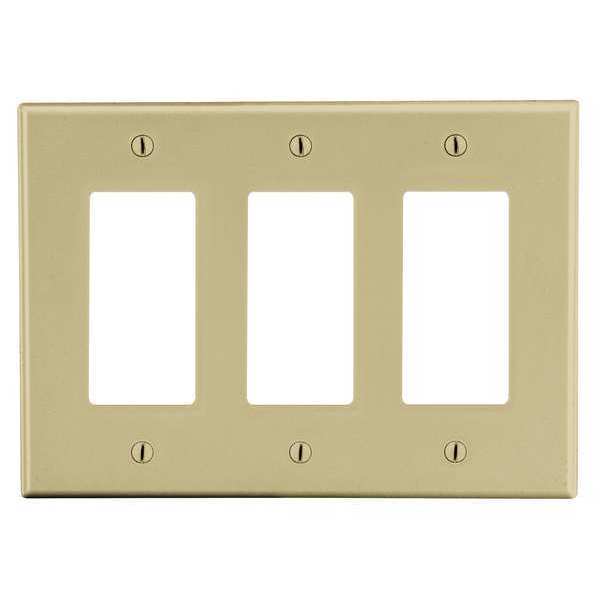 Rocker Wall Plate, Number of Gangs: 3 Plastic, Smooth Finish, Ivory