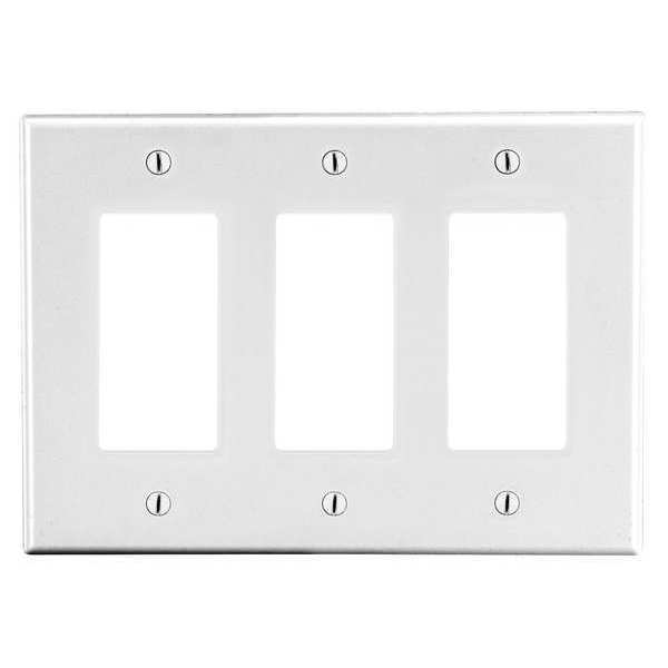 Rocker Wall Plate, Number of Gangs: 3 Plastic, Smooth Finish, White