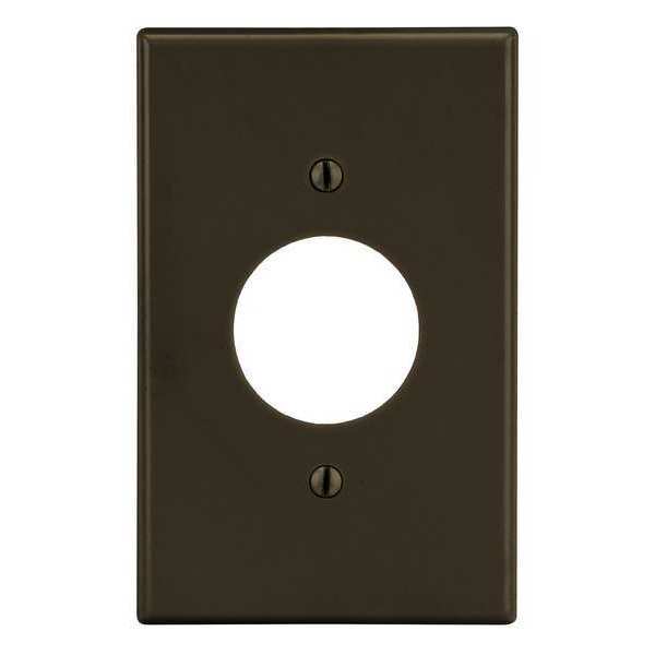 Single Receptacle Wall Plate, Number of Gangs: 1 Plastic, Smooth Finish, Brown