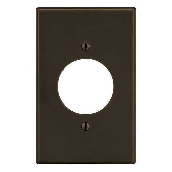 Single Receptacle Wall Plate, Number of Gangs: 1 Plastic, Smooth Finish, Brown