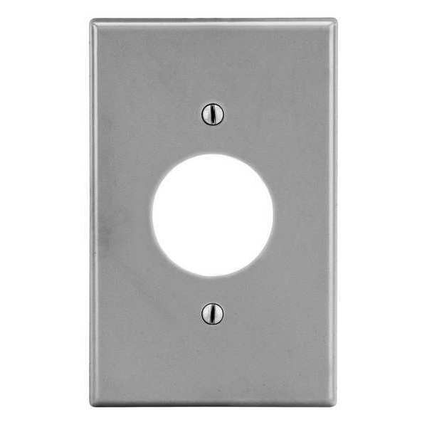 Single Receptacle Wall Plate, Number of Gangs: 1 Plastic, Smooth Finish, Gray