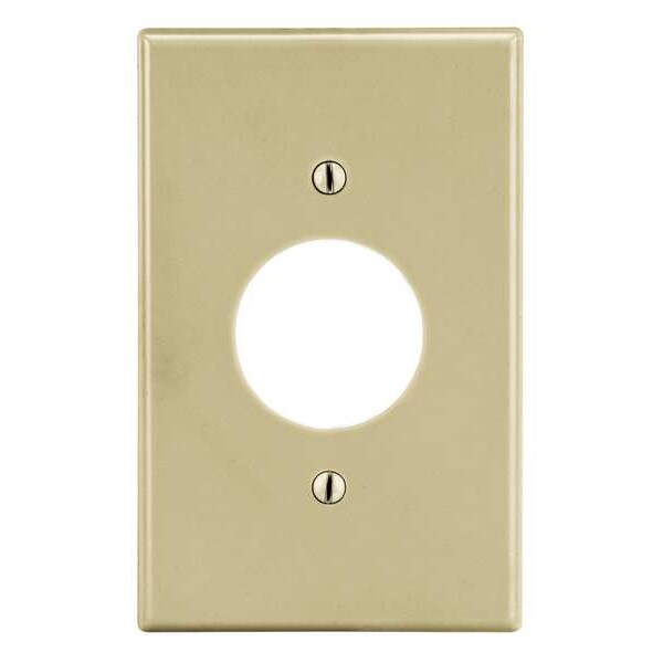 Single Receptacle Wall Plate, Number of Gangs: 1 Plastic, Smooth Finish, Ivory
