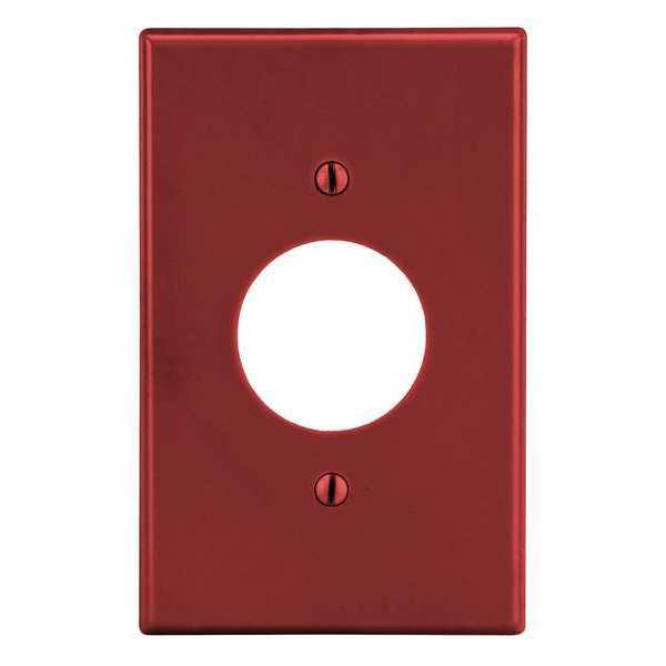 Single Receptacle Wall Plate, Number of Gangs: 1 Plastic, Smooth Finish, Red
