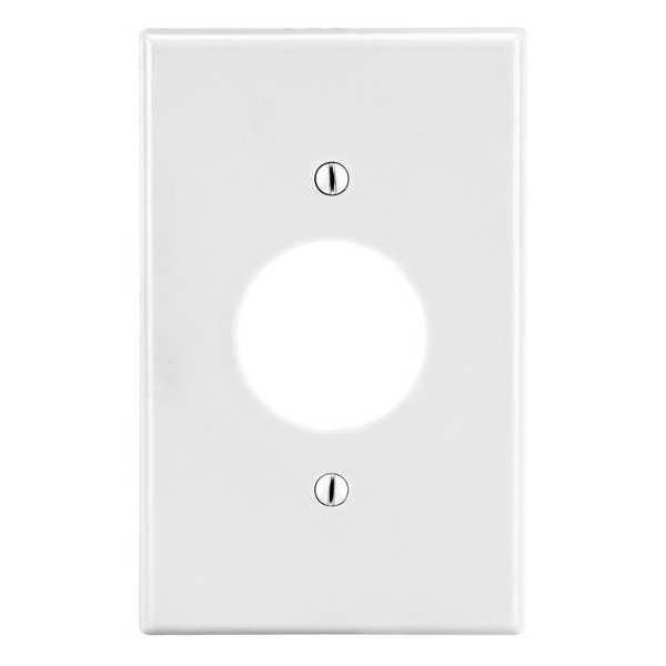 Single Receptacle Wall Plate, Number of Gangs: 1 Plastic, Smooth Finish, White