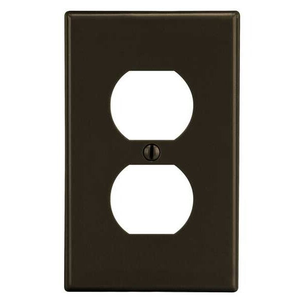 Duplex Receptacle Wall Plate, Number of Gangs: 1 Plastic, Smooth Finish, Brown