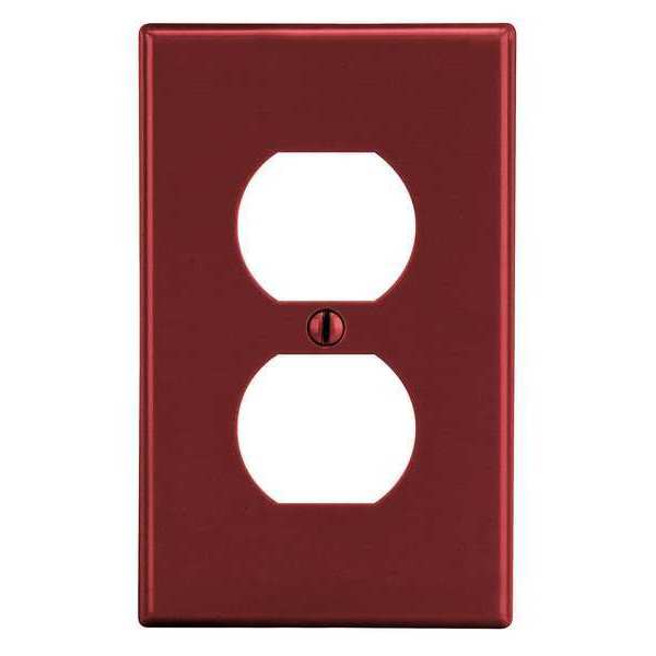 Duplex Receptacle Wall Plate, Number of Gangs: 1 Plastic, Smooth Finish, Red