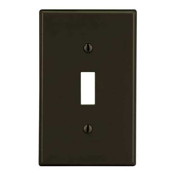 Toggle Switch Wall Plate, Number of Gangs: 1 Plastic, Smooth Finish, Brown