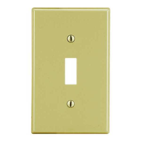 Toggle Switch Wall Plate, Number of Gangs: 1 Plastic, Smooth Finish, Ivory