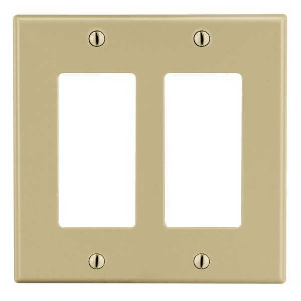Rocker Wall Plate, Number of Gangs: 2 Plastic, Smooth Finish, Ivory